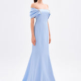 Fish Cut Low Sleeve Long Evening Dress - 9190C