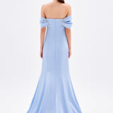 Fish Cut Low Sleeve Long Evening Dress - 9190C