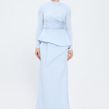 Fish Cut Round Neck Long Evening Dress