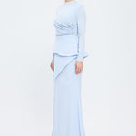 Fish Cut Round Neck Long Evening Dress