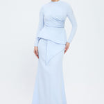 Fish Cut Round Neck Long Evening Dress