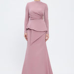 Fish Cut Round Neck Long Evening Dress