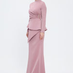 Fish Cut Round Neck Long Evening Dress