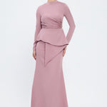 Fish Cut Round Neck Long Evening Dress