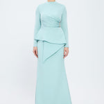 Fish Cut Round Neck Long Evening Dress