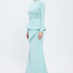 Fish Cut Round Neck Long Evening Dress