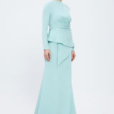 Fish Cut Round Neck Long Evening Dress