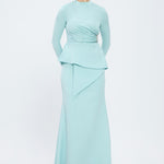 Fish Cut Round Neck Long Evening Dress