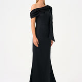 Stone Embroidered Fish Cut Long Evening Dress - 9166C