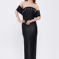 Flared Crepe Long Evening Dress