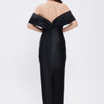 Flared Crepe Long Evening Dress