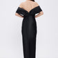 Flared Crepe Long Evening Dress