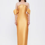 Flared Crepe Long Evening Dress