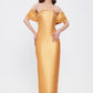 Flared Crepe Long Evening Dress