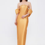 Flared Crepe Long Evening Dress