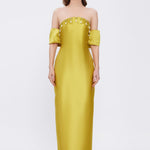 Flared Crepe Long Evening Dress