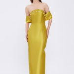 Flared Crepe Long Evening Dress