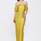 Flared Crepe Long Evening Dress