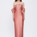 Flared Crepe Long Evening Dress