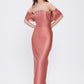 Flared Crepe Long Evening Dress