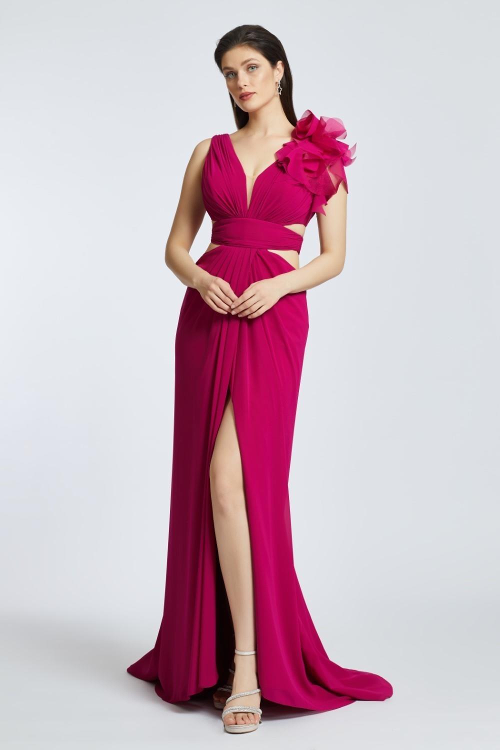 Floral Slit Long Evening Dress