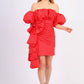 Mini Evening Dress with Ruffled Bow