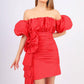 Mini Evening Dress with Ruffled Bow