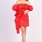 Mini Evening Dress with Ruffled Bow