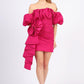 Mini Evening Dress with Ruffled Bow