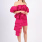 Mini Evening Dress with Ruffled Bow