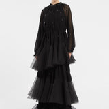 Ruffled Chiffon Long Evening Dress