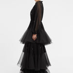 Ruffled Chiffon Long Evening Dress