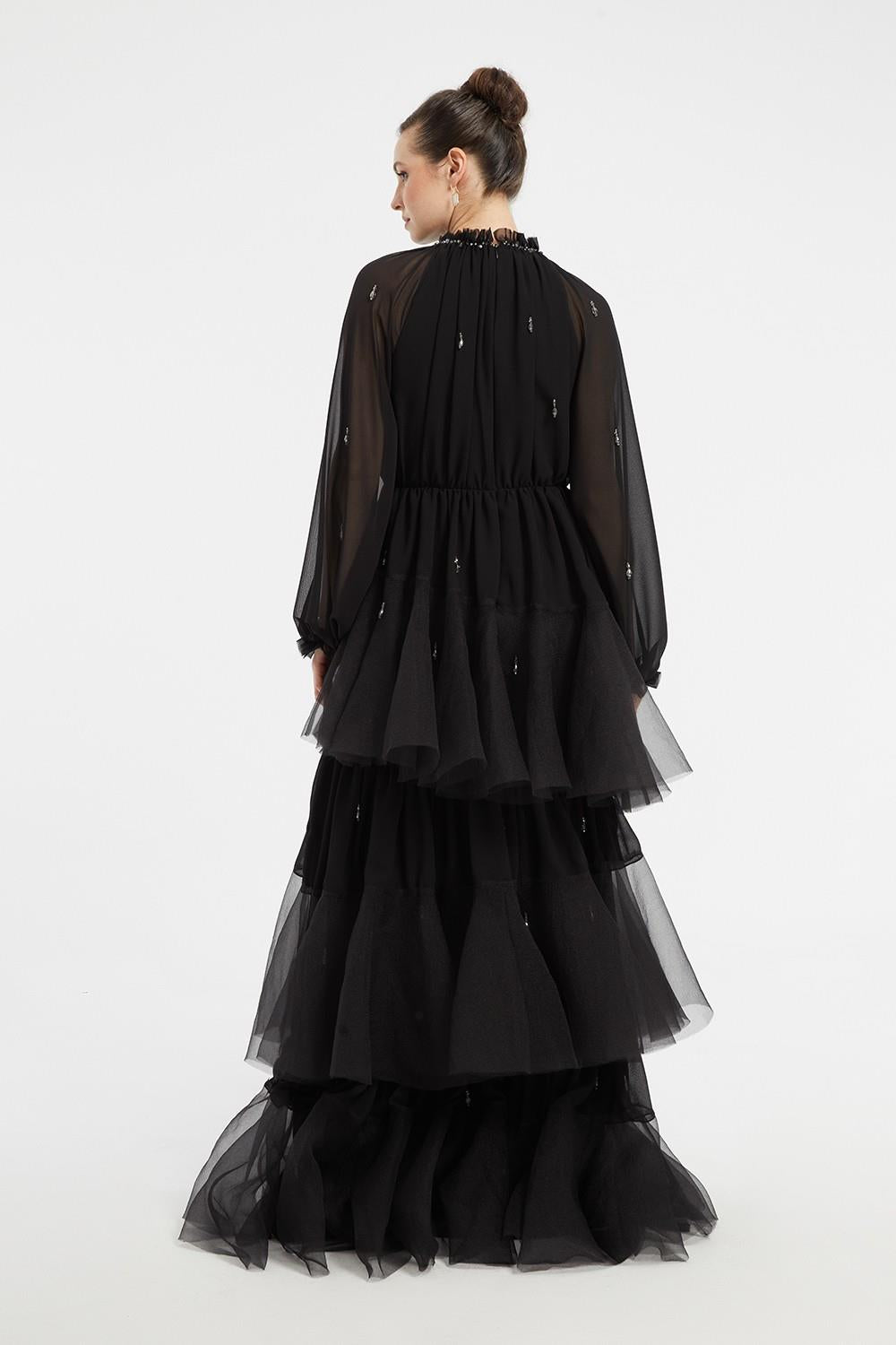 Ruffled Chiffon Long Evening Dress