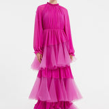 Ruffled Chiffon Long Evening Dress - 2014C