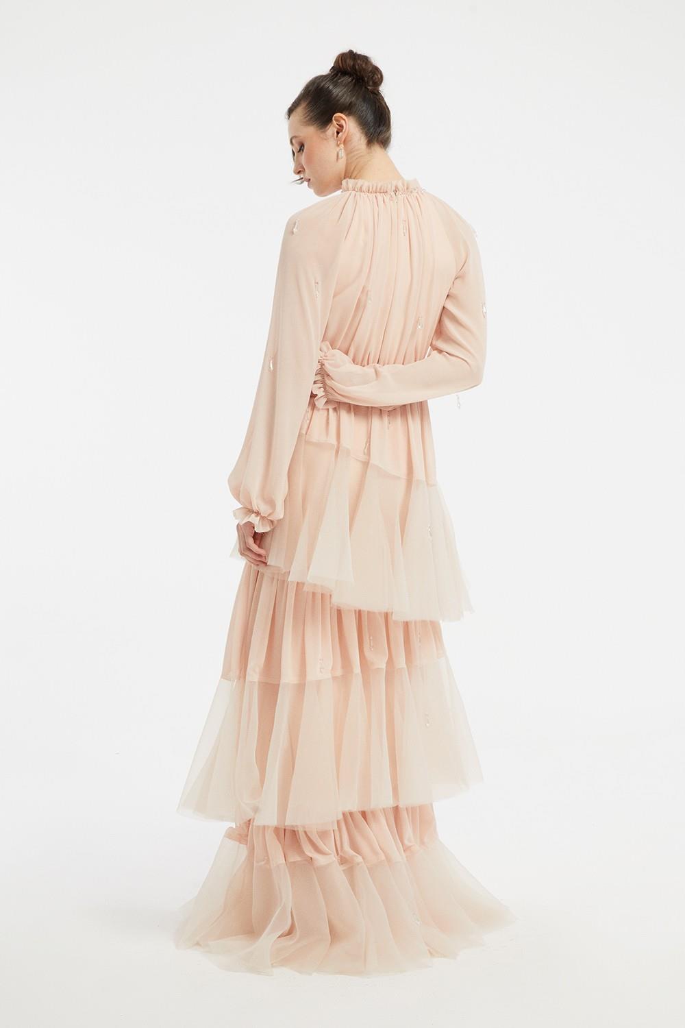 Ruffled Chiffon Long Evening Dress