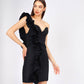 Ruffled Pleated Short Evening Dress