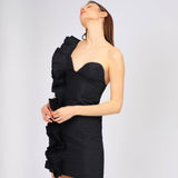 Ruffled Pleated Short Evening Dress - 4003C