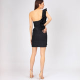 Ruffled Pleated Short Evening Dress - 4003C