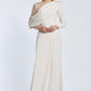 Semi-Embroidered Shoulder Detailed Long Sleeve Long Evening Dress