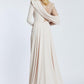 Semi-Embroidered Shoulder Detailed Long Sleeve Long Evening Dress