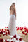 Floral Neck Strappy White Wedding Dress