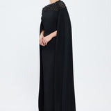 Judge Collar Stone Embroidered Hijab Evening Dress