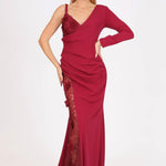 Lace One Sleeve Long Evening Dress