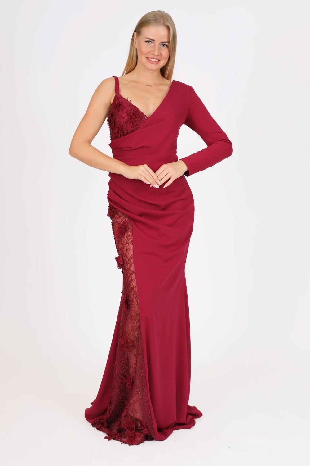 Lace One Sleeve Long Evening Dress