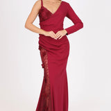 Lace One Sleeve Long Evening Dress