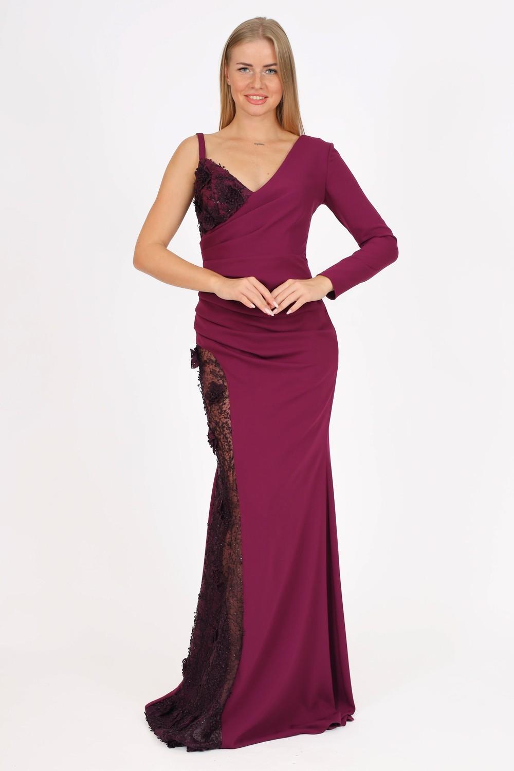 Lace One Sleeve Long Evening Dress