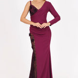 Lace One Sleeve Long Evening Dress - 4052C