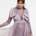 Lace & Organza Veiling Evening Dress