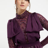 Lace & Organza Veiling Evening Dress