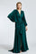 V-Neck Long Balloon Sleeve Draped Long Evening Dress